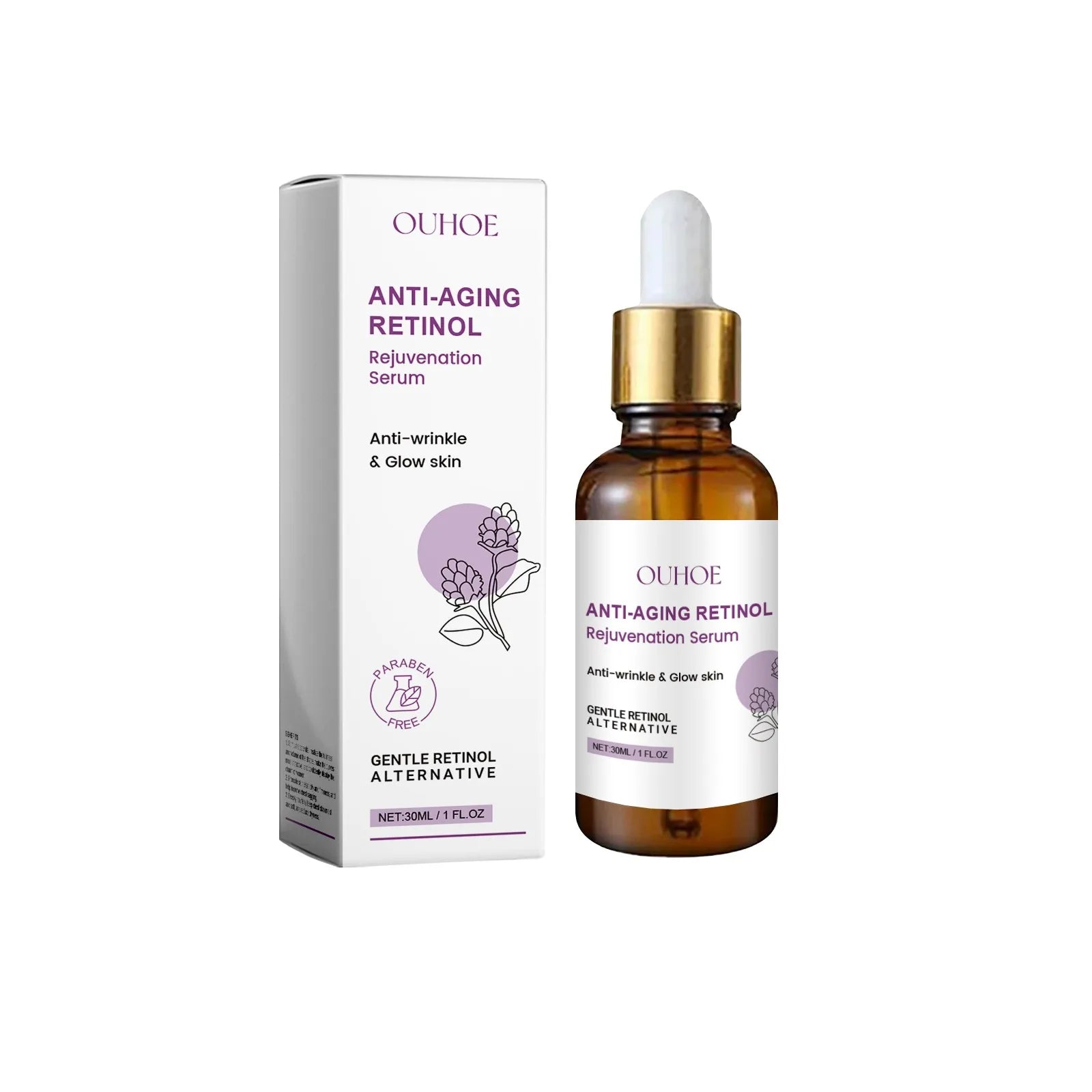 Sérum Facial Anti-Edad con Retinol, Colágeno y Bakuchiol – Rejuvenecedor, Mejora la Elasticidad, Suave y No Irritante – 30ml
