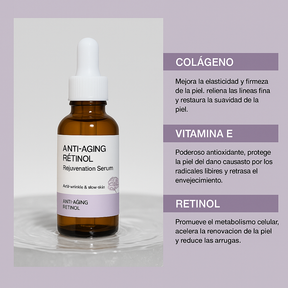 Sérum Facial Anti-Edad con Retinol, Colágeno y Bakuchiol – Rejuvenecedor, Mejora la Elasticidad, Suave y No Irritante – 30ml